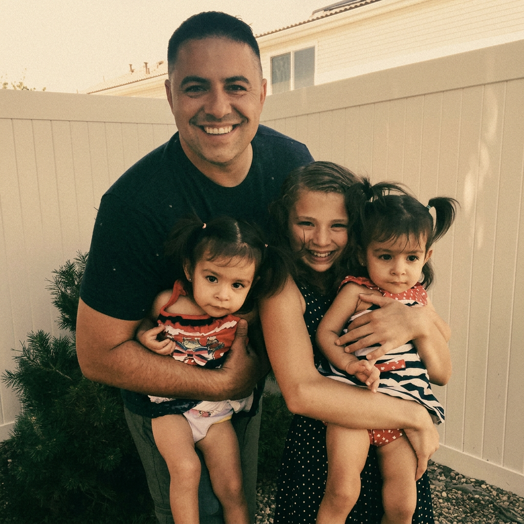 Johnny with his daughters