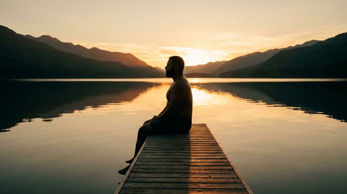 Silhouette on a dock at sunset